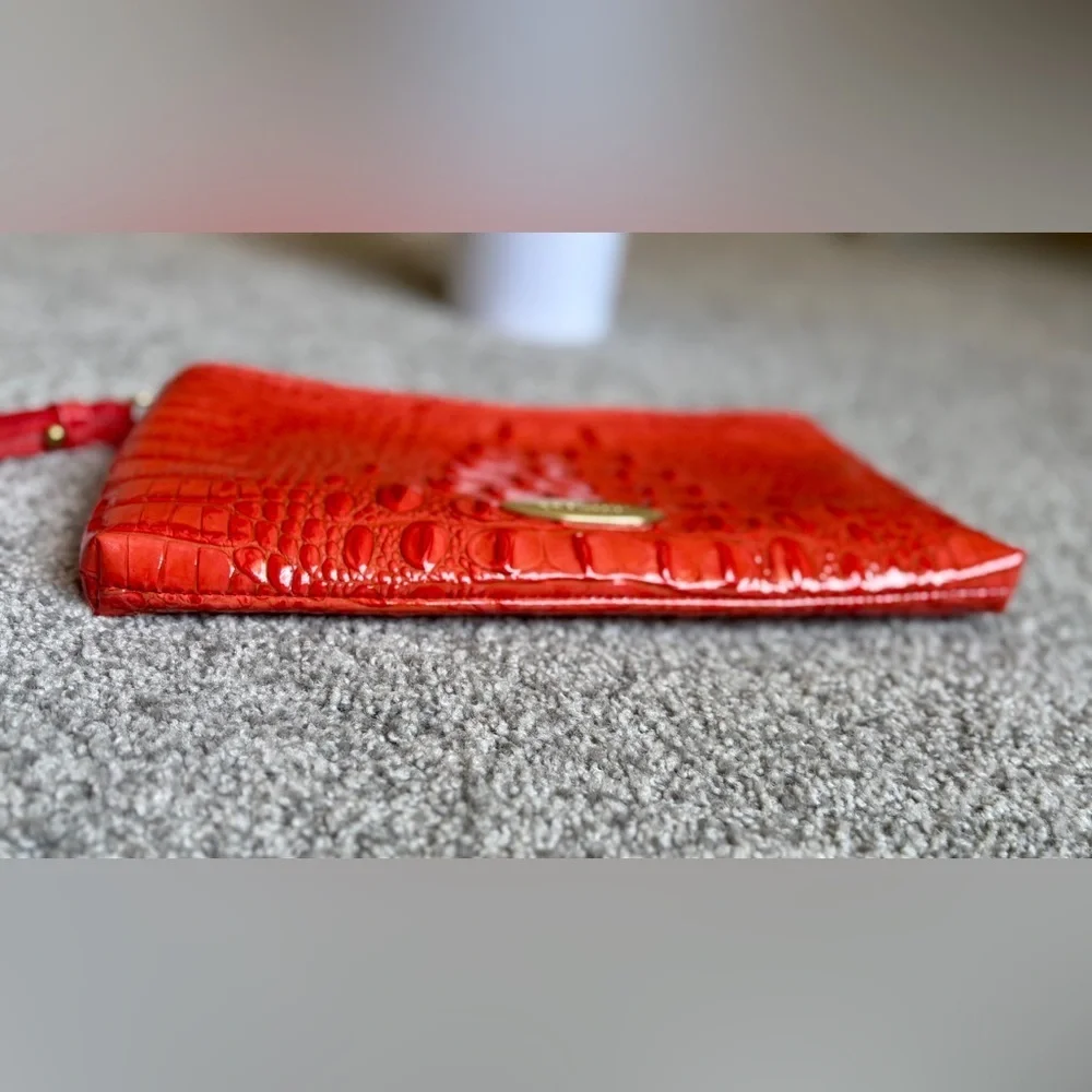 Brahmin Red Crocodile Embossed Wristlet Clutch